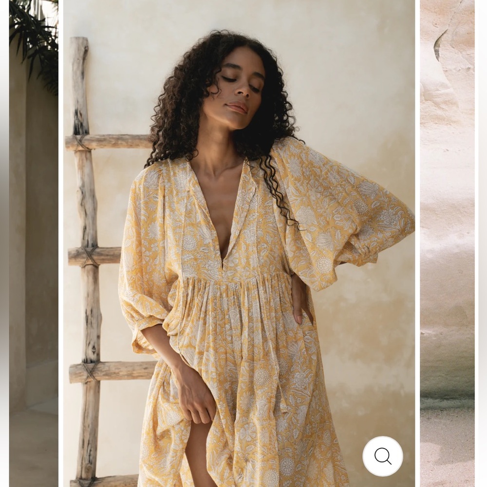 Daughters of India Krya Yellow Floral Mini Dress